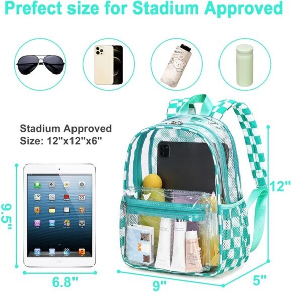 New Beautiful Green White Clear Small Backpack for Girls, Women\'s (12x12x6) main image 9